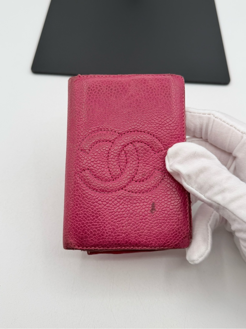 Chanel Pebbled Leather Bi Fold Wallet